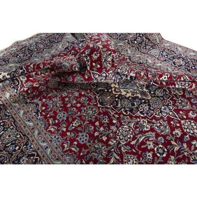 Hand-Knotted Cork Wool Kashan Rug with Medallion Design, 2000s For Sale - Image 11 of 13