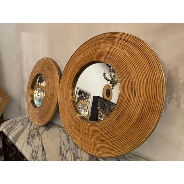 Transitional Italian Brass and Bamboo Mirrors For Sale - Image 3 of 5