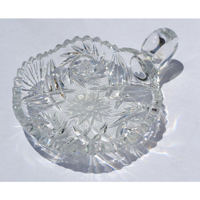 Metal Early 20th Century American Brilliant Period Cut Glass Bowl Handle Sawtooth 50% Lead For Sale - Image 7 of 16