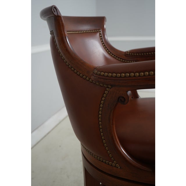 Animal Skin Set of 3 Hancock & Moore Leather Bar Counter Chairs For Sale - Image 7 of 18