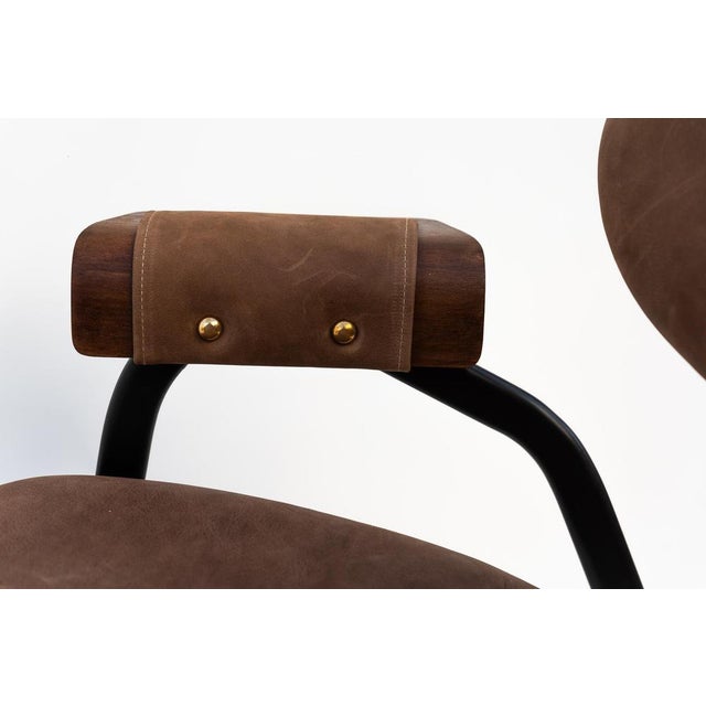 Black Metal and Leather Armchair attributed to Gastone Rinaldi for Rima, 1950s For Sale - Image 8 of 11