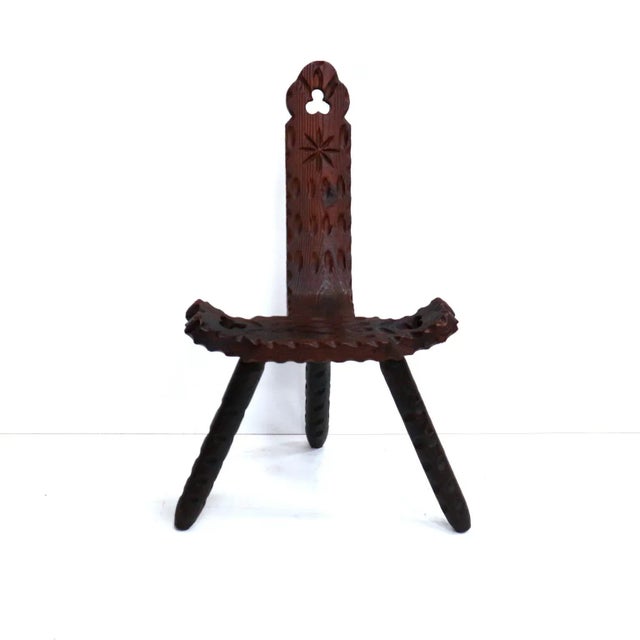 1960s Spanish Brutalist Wooden Chair, 1960s For Sale - Image 5 of 9