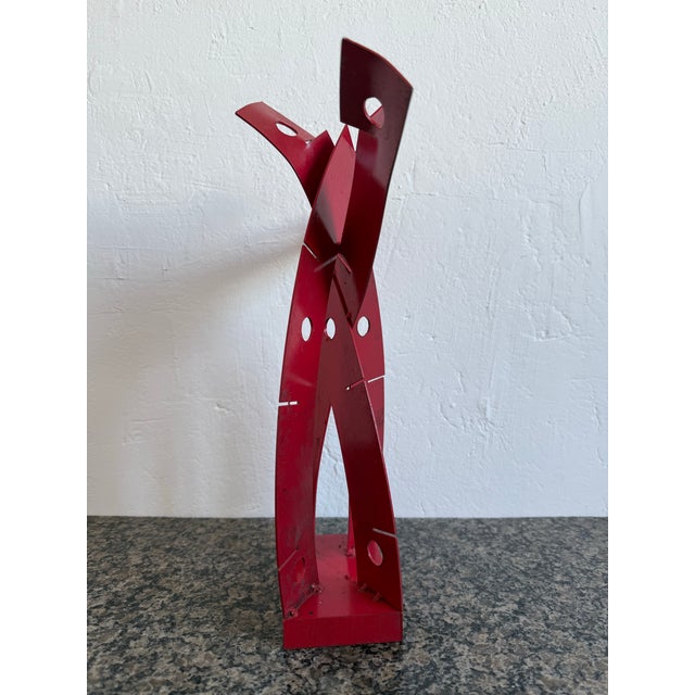 1970s Mid-Century Brazilian Modern Red Lacquered Abstract Table Sculpture For Sale - Image 5 of 12