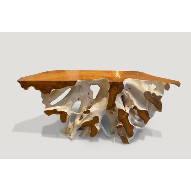 2010s Andrianna Shamaris Two-Toned Organic Teak Wood Console For Sale - Image 5 of 6