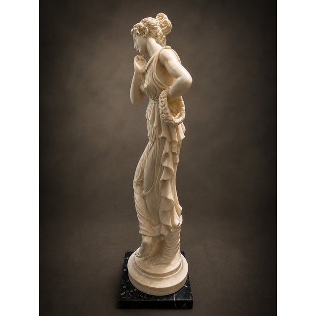 Vintage Neoclassical Maiden Sculpture on Black Marble Base For Sale - Image 4 of 6