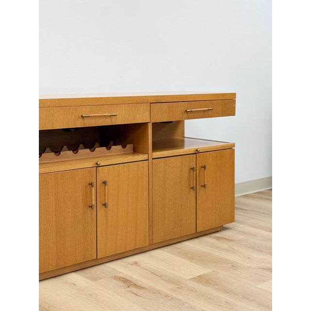 Stanley Buffet Credenza With Wine Rack and Lighted Bar MCM Entertainment Console For Sale - Image 13 of 17