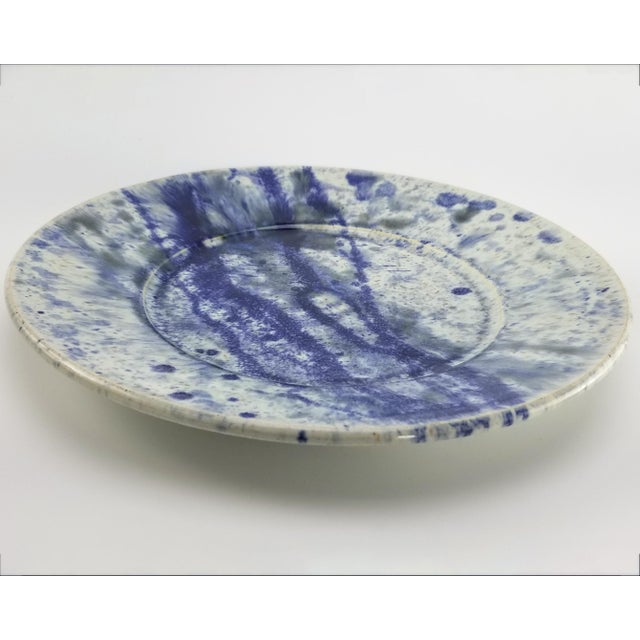 Studio Art Pottery Platter Cobalt Blue and White Splash Coastal Style 12.5" For Sale - Image 4 of 9