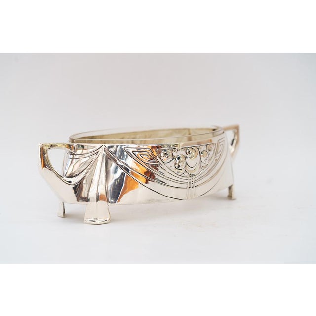 Art Nouveau Fruit Bowl in Brass, Silver and Original Glass, 1908 For Sale - Image 6 of 12