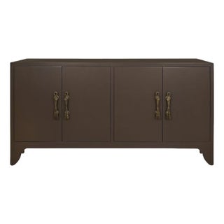 Matthew Izzo Home Grace Chocolate Brown Four Door Buffet With Brass Tassel Door Pulls For Sale