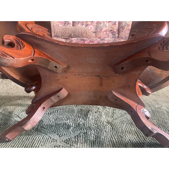 1940s Kimball Victorian Lyre Harp Marble Coffee Table For Sale - Image 14 of 18