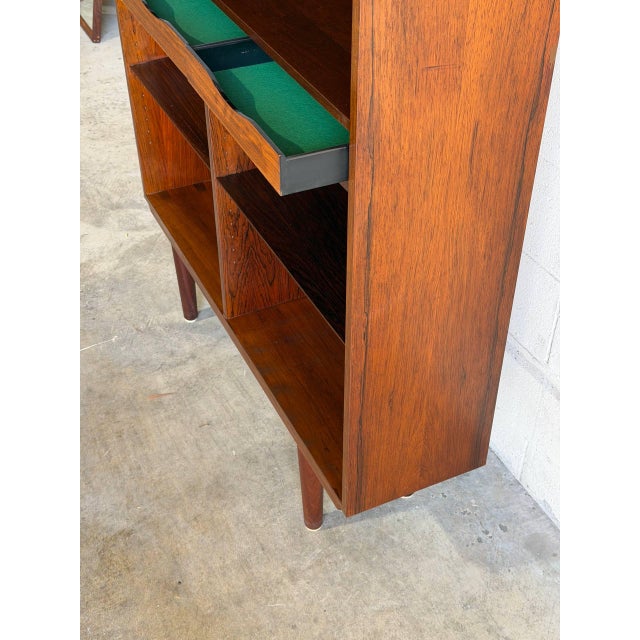 Rosewood Bookcase Cabinet With Slender Tapered Legs Denmark Mid-Century Modern 1960s For Sale - Image 9 of 10