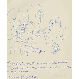 Mino Maccari, Papini, Pen Drawing, 1965 For Sale