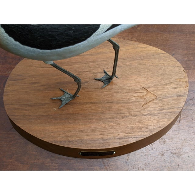 Wood Late 20th Century American Avocet Tim TerMeer 1/30 Hand-Painted Metal Sculpture Spinning Wood Base For Sale - Image 7 of 13