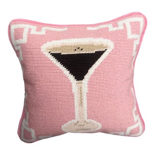 Espresso Martini Needlepoint Pillow For Sale