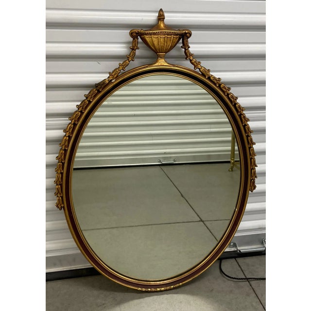 Antique Oval Mirror English Gilt Gesso Adam Style Victorian c.1890 For Sale - Image 4 of 10