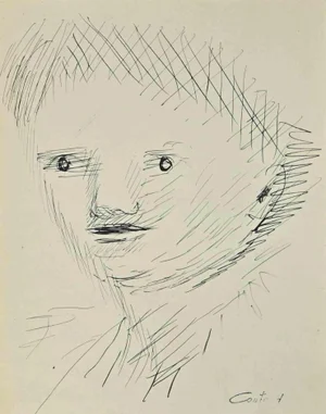 Lucien Coutaud, Child Portrait, Original Drawing, Mid-20th Century