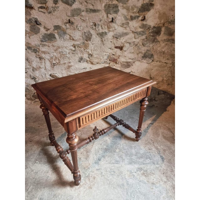 French Walnut Writing Table with Drawer, 1930 For Sale - Image 16 of 16