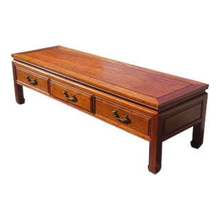1950s George Zee Ming Style Rosewood Three-Drawer Long Cocktail Table For Sale