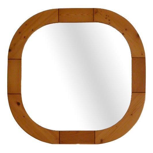 Scandinavian Pine Mirror, 1970s For Sale