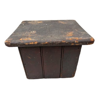 Distressed Antique Wood Stool For Sale