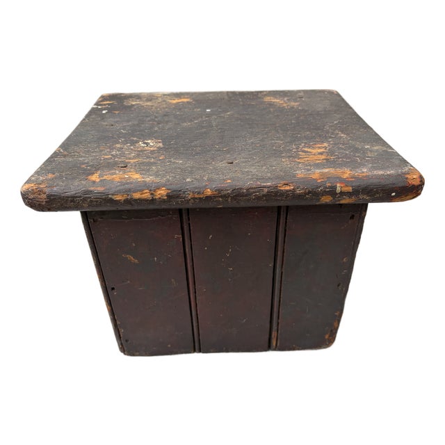 Distressed Antique Wood Stool For Sale
