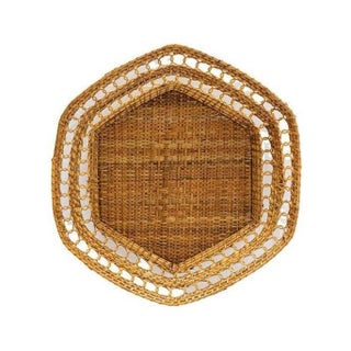 Hexagonal Woven Basket, 15" For Sale