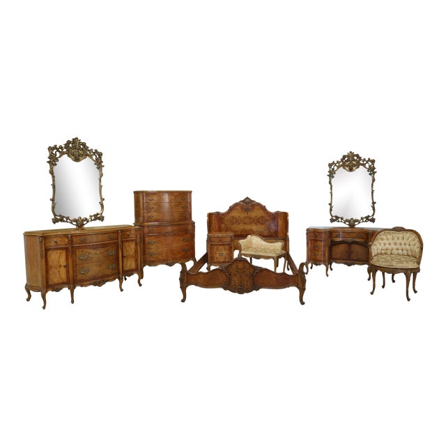 Vintage 1930s French Inlaid 9 Piece Satinwood Bedroom Set Chairish