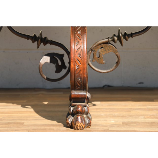 1930s Spanish Baroque Revival Rosewood & Walnut Trestle Dining Table, Circa 1930s For Sale - Image 5 of 18