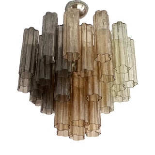 Tubular Chandelier in Ombre Murano Glass For Sale