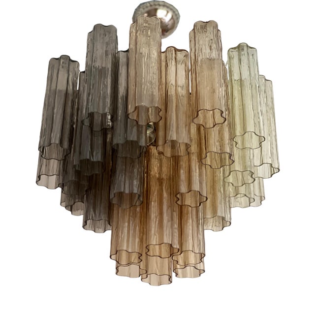 Tubular Chandelier in Ombre Murano Glass For Sale