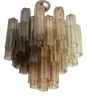 Tubular Chandelier in Ombre Murano Glass