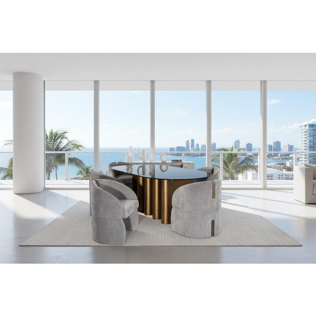 2020s Bently Gray and Gold Armchair Dining Chair For Sale - Image 5 of 7