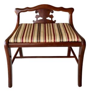 Circa 1940 Duncan Phyfe-Style Scroll Splat Low Back Petite Window / Entryway Bench