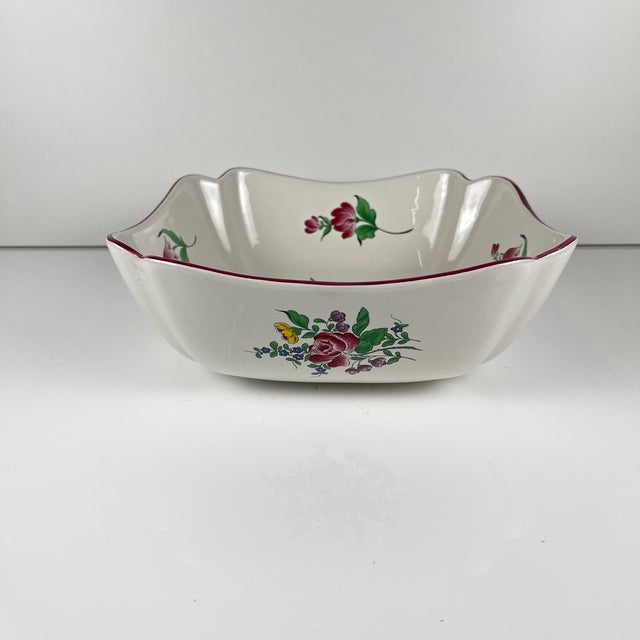Square Salad Bowl Réverbère Model with Pink Pattern by Kg Lunéville, 1980s For Sale - Image 4 of 8