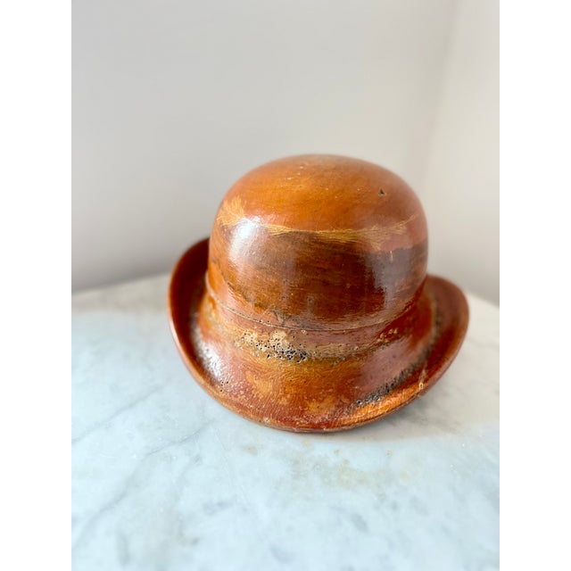 Antique Wooden Bowler Hat Block Mold, Early 20th Century For Sale - Image 6 of 10