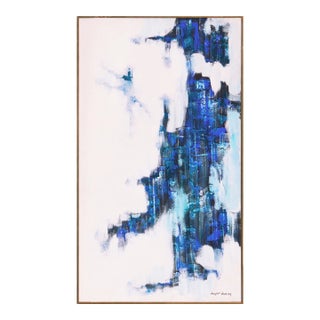 'Abstract in Ultramarine and Pearl' by Jasper Jackson, Large 1970's American Action Abstract Oil For Sale