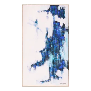 'Abstract in Ultramarine and Pearl' by Jasper Jackson, Large 1970's American Action Abstract Oil