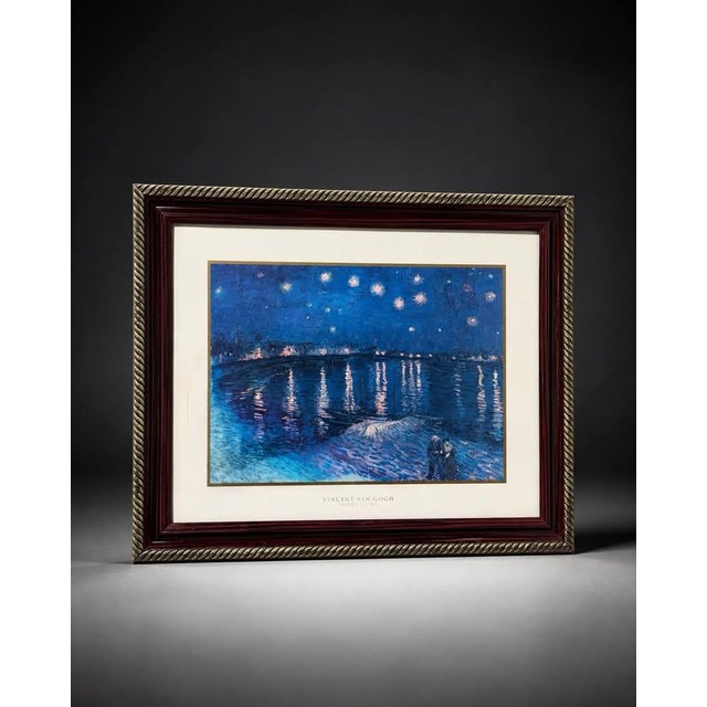 1990s Framed Van Gogh Starry Night Over the Rhone-Style Print For Sale - Image 5 of 7