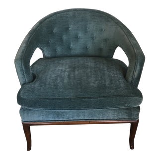 Vintage Mid Century T.H. Robsjohn-Gibbings Barrel Back Walnut Legs Club Chair For Sale