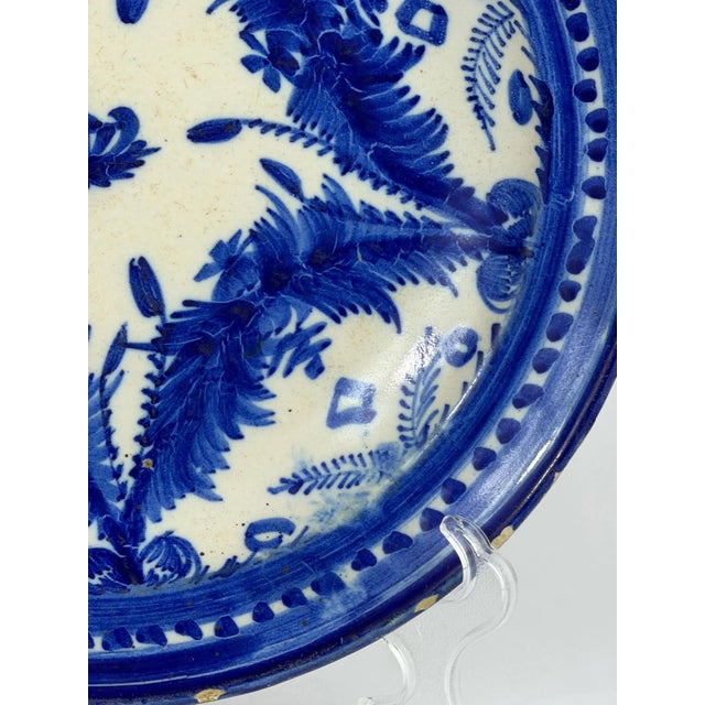 Blue and White Faience Plate, Manises, Spain, 19th Century For Sale - Image 3 of 7