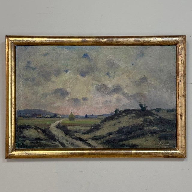 Framed Oil Painting on Canvas by Désiré Merny (1865–1947) 'Country Road at Dusk' For Sale In Dallas - Image 6 of 15