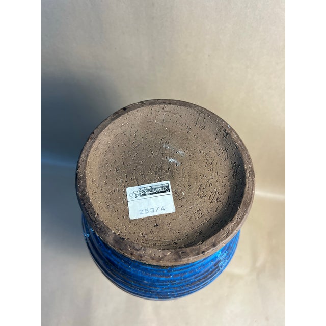 Large ceramic bottle-form vase designed by Aldo Londi for Bitossi, Montelupo, Italy. Finished in a richly textured cobalt...