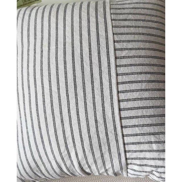 Contemporary French-Style Beige and Brown Striped Square Pillow | 19-Inch Single For Sale - Image 3 of 4