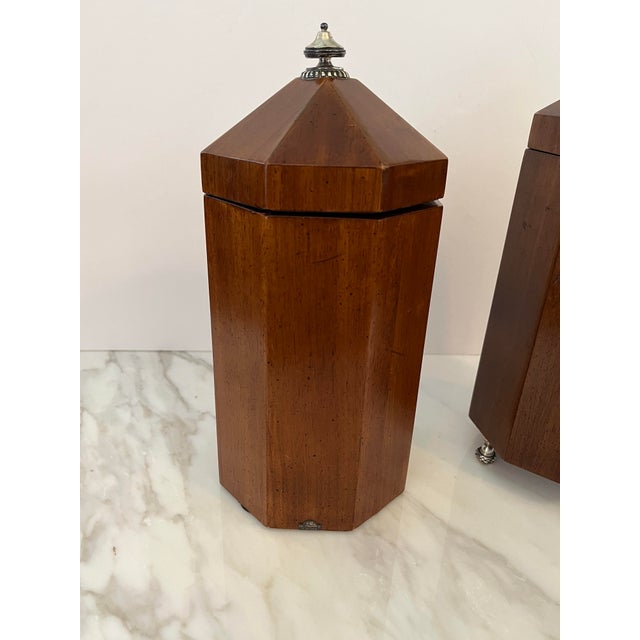 Late 20th Century 1980s Maitland Smith Mahogany Wood Storage Trinket Box Container 925 Sterling Trim Hollywood Regency For Sale - Image 5 of 12