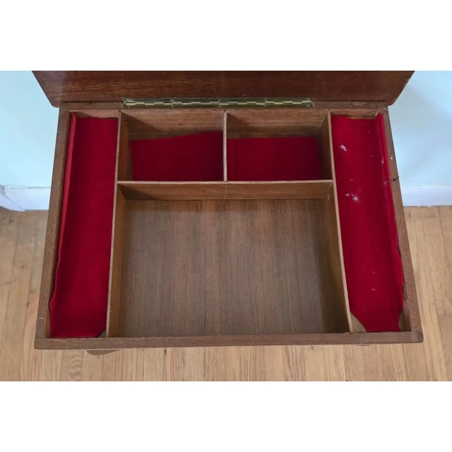 Wood Vintage Italian Marquetry Inlay Reuge Music Box Jewelry Table Plays Fascination Waltz For Sale - Image 7 of 12