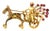 Mid-Century Modern Mid 20th Century 14k Gold Carriage Horse Brooch Antique With Rubies and Movable Wheels For Sale - Image 3 of 4