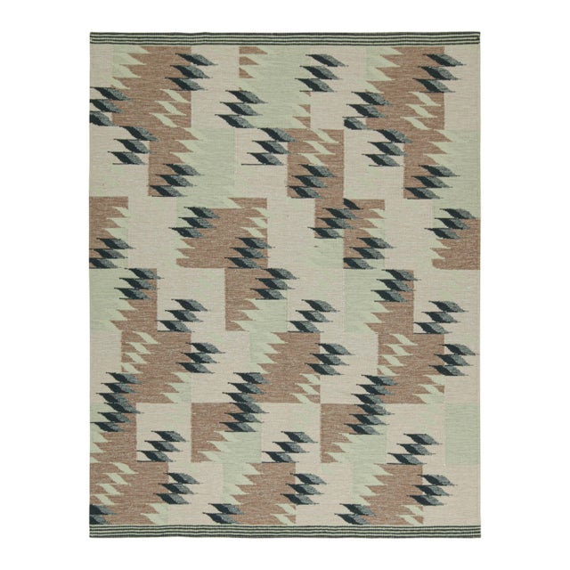 Beige 2010s Rug & Kilim’s Scandinavian Style Kilim in Beige-Brown & Green Geometric Pattern For Sale - Image 8 of 8