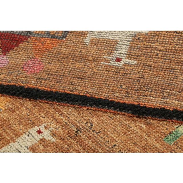 Textile Rug & Kilim’s Swedish Style Rug in Brown With Figural Geometric Patterns For Sale - Image 7 of 7