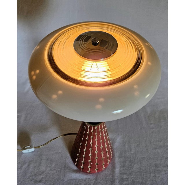 Brass 1950s Mid Century Modern Atomic f.a.i.p. Chalkware Ufo Lamp For Sale - Image 8 of 8