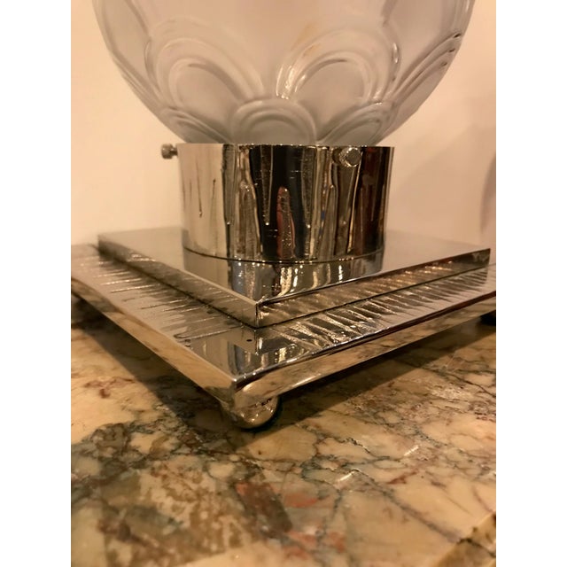 Silver French Art Deco Table Lamp by Pierre D’avesn For Sale - Image 8 of 12